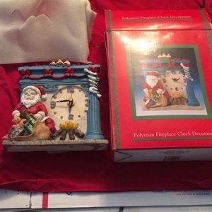 NWT Polyresin fireplace clock decoration